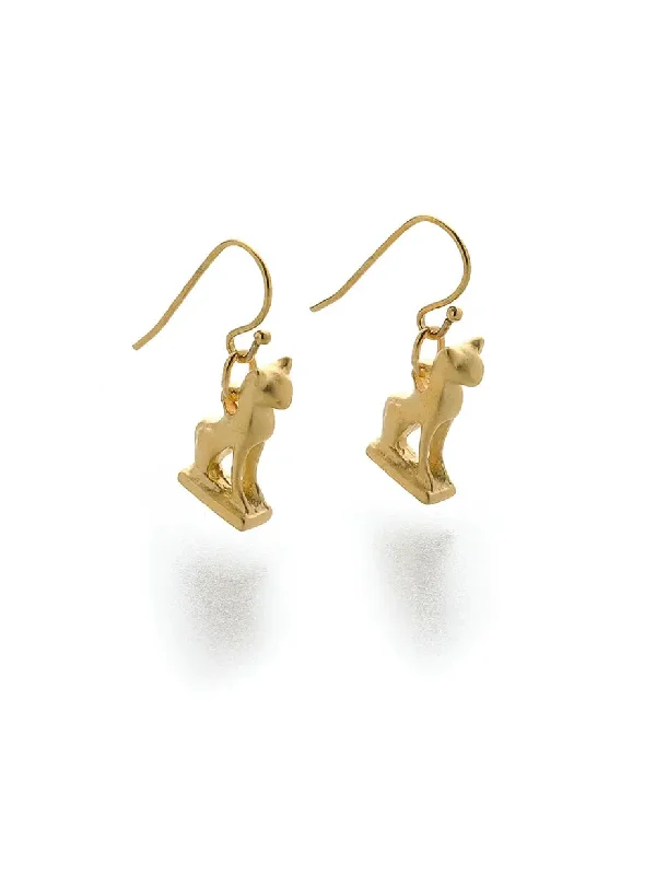 unique crescent moon earrings for a celestial touch-Bastet Cat Amulet Dangles by Museum Reproductions