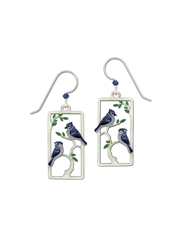 trendy resin earrings for a creative style-Blue Jays in Tree Dangles by Sienna Sky