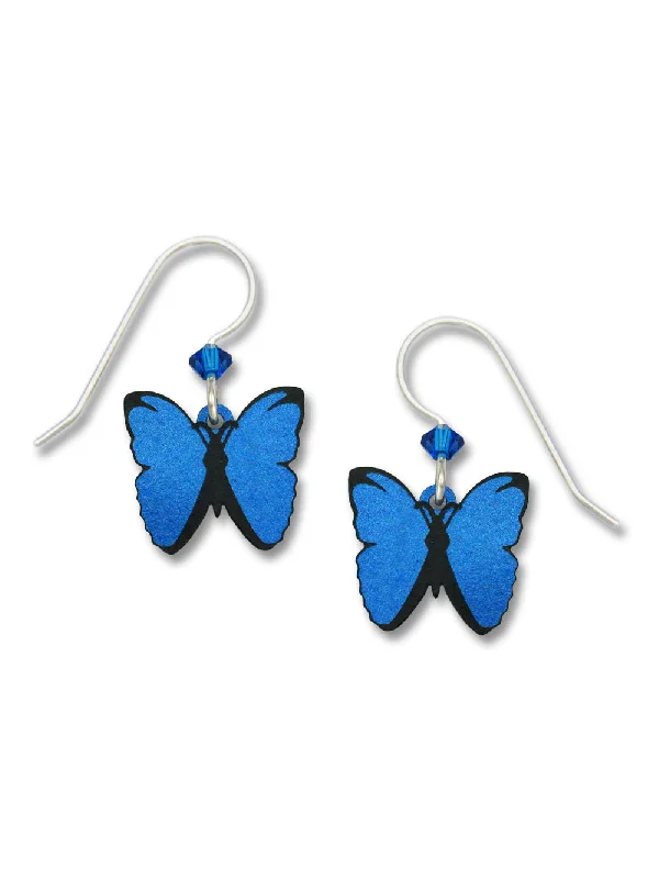 stylish geometric earrings for modern fashion-Blue Morpho Butterfly Dangles by Sienna Sky