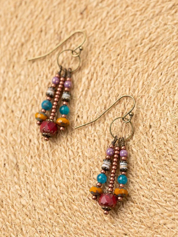 stunning opal and diamond earrings for special occasions-Bohemia Stacked Bead Fringe Dangles by Anne Vaughan