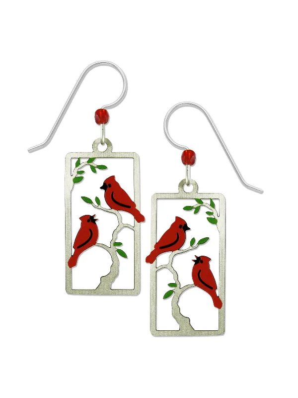 chic hoop earrings for evening wear-Cardinals in Tree Earrings by Sienna Sky