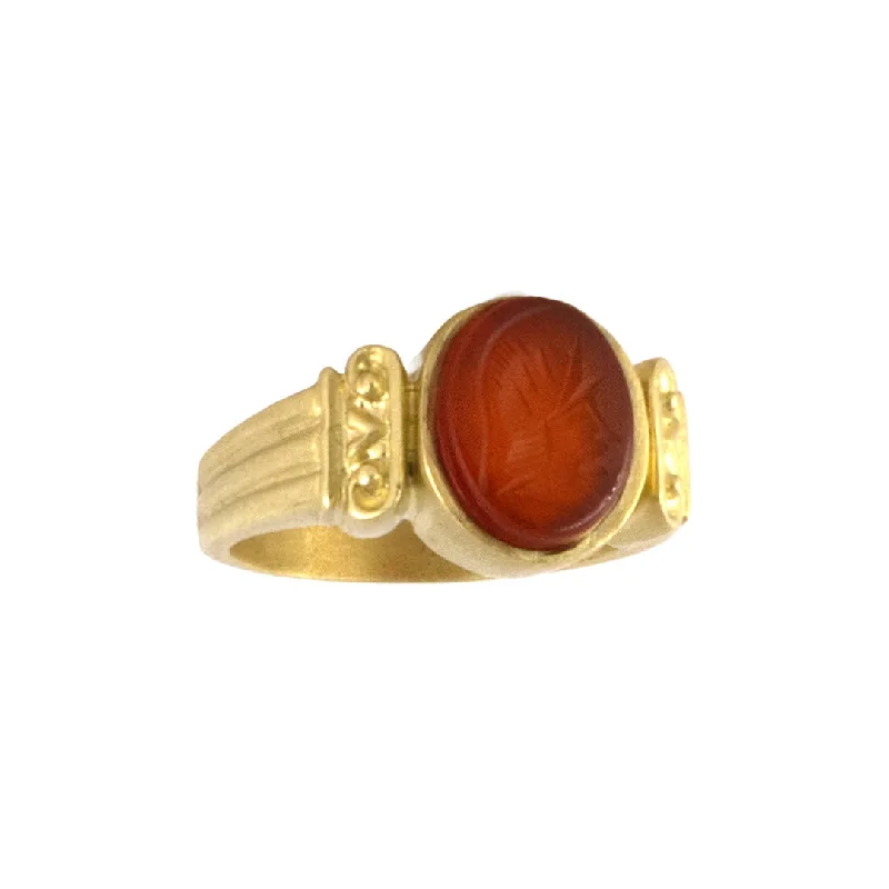 custom engagement rings with multi-stone settings -Carnelian Carved Knight Intaglio Ring