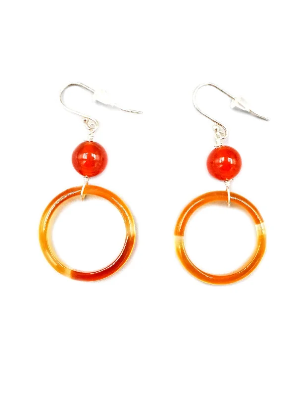 delicate star-shaped earrings for evening looks-Carnelian Ring Dangles