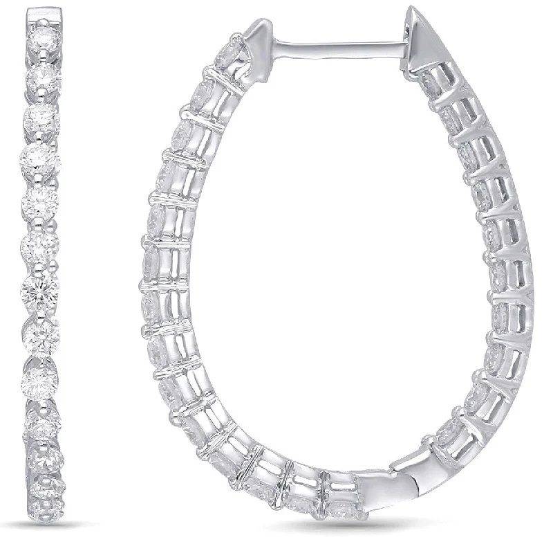 sparkling cubic zirconia earrings for bridal wear-White Gold Diamond Eternal Hoop Earrings