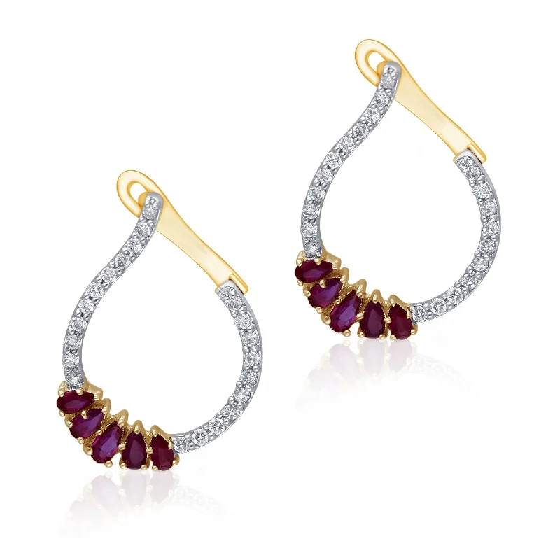 elegant crystal studs for a sparkling look-Yellow  Gold Ruby & Diamond Heirloom Earrings