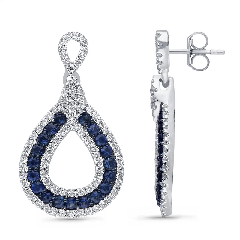 bold gold earrings for a statement look-White Gold Sapphire & Diamond Infinite Earrings