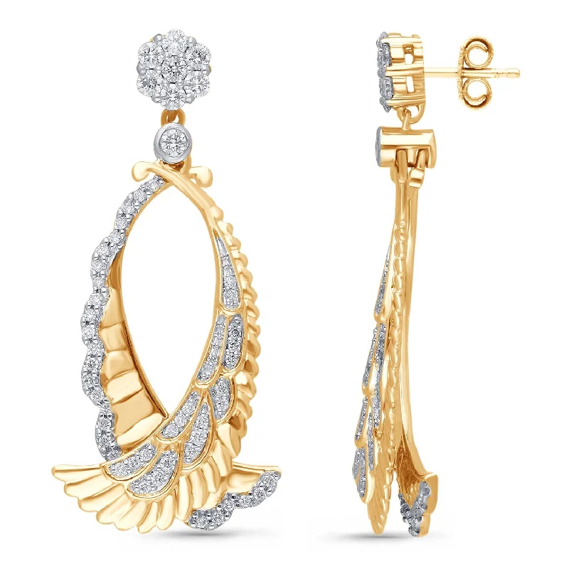 trendy wire earrings for minimalist fashion-Yellow Gold Diamond Griffiness Earrings