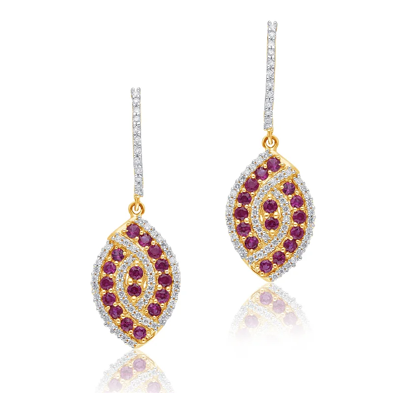 bold resin earrings for a fun, unique look-Yellow Gold Ruby & Diamond Infinite Earrings