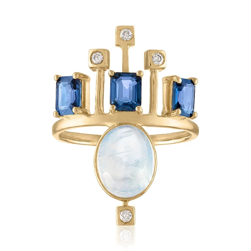 luxurious engagement rings with radiant-cut diamonds -QUEEN OF SHEBA MOONSTONE AND SAPPHIRE RING