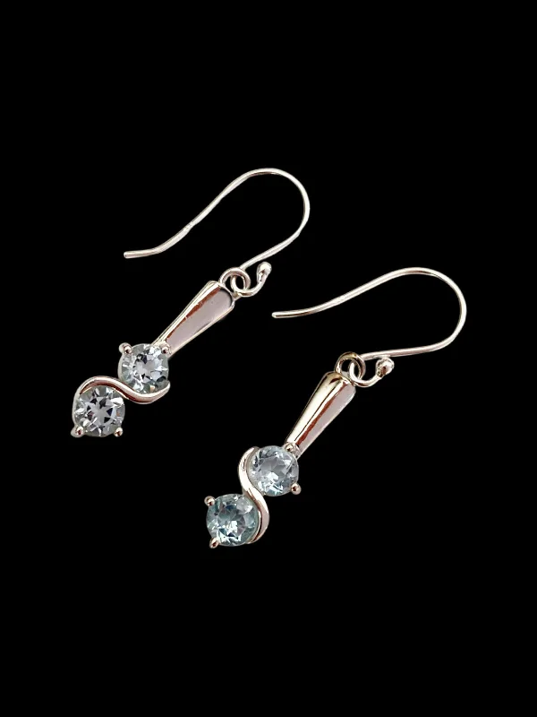 playful ice cream-shaped earrings for kids-Double Blue Topaz Swirl Dangles