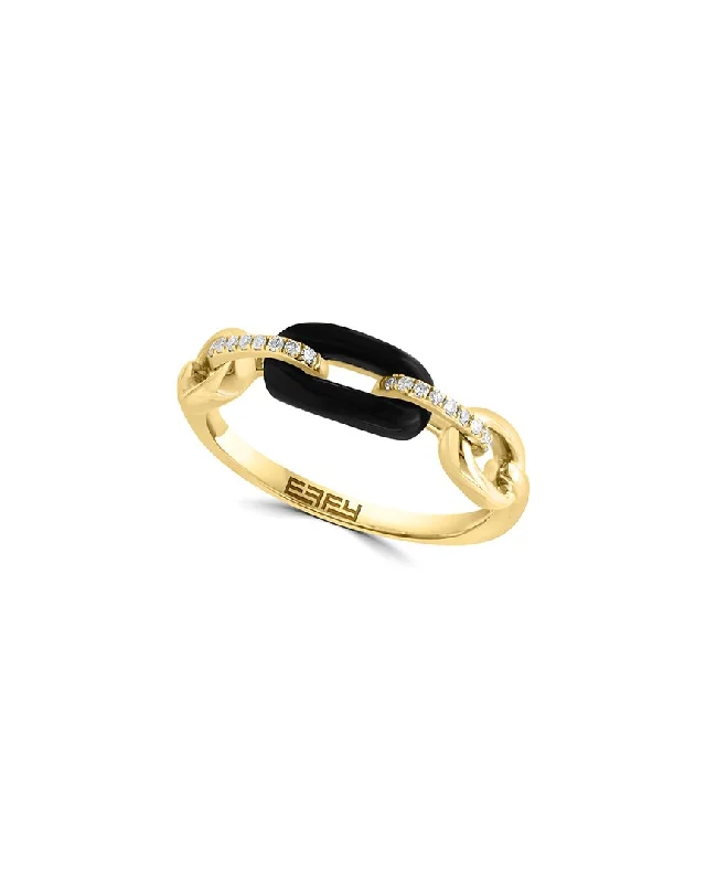 statement rings for men with diamond finishes -Effy Fine Jewelry 14K 0.77 ct. tw. Diamond & Onyx Ring