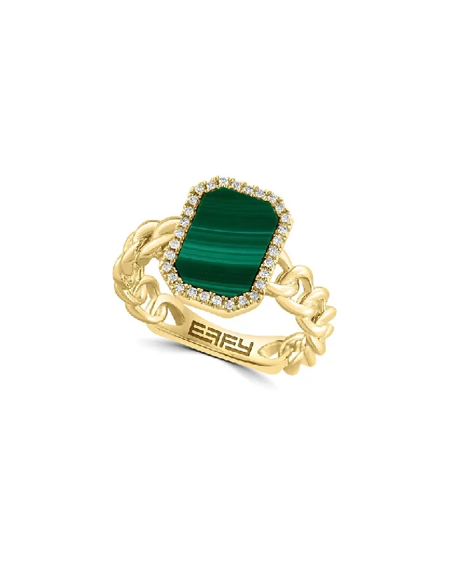 classic rings with diamonds for wedding or engagement -Effy Fine Jewelry 14K 1.80 ct. tw. Diamond & Malachite Ring