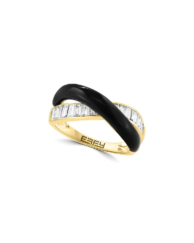 custom rings for couples with personalized designs -Effy Fine Jewelry 14K 3.43 ct. tw. Diamond & Onyx Ring