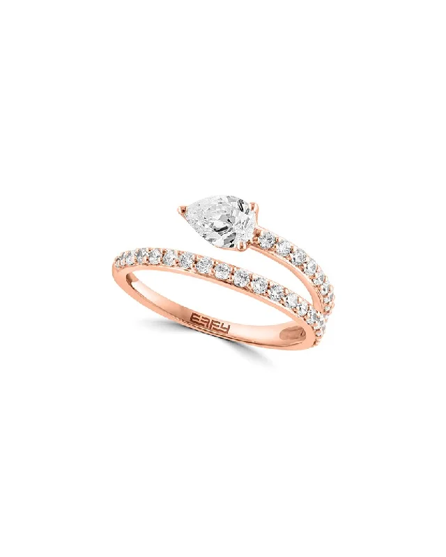 luxury rings with princess-cut diamonds for engagement -Effy Fine Jewelry 14K Rose Gold 0.94 ct. tw. Lab-Grown Diamond Wrap Ring