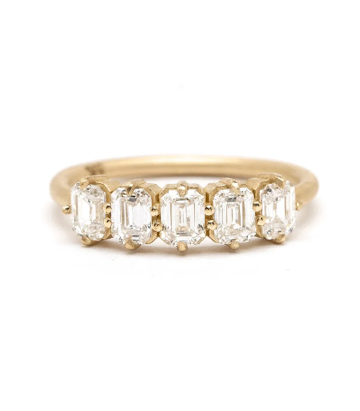 engagement rings with emerald-cut diamonds for timeless style -Claudette 5 Stone Band