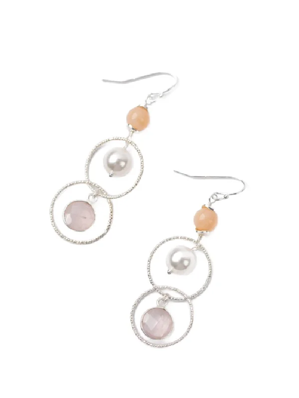 chic spiral earrings for fashion-forward looks-Embrace Pearl & Rose Quartz Statement Earrings by Anne Vaughan