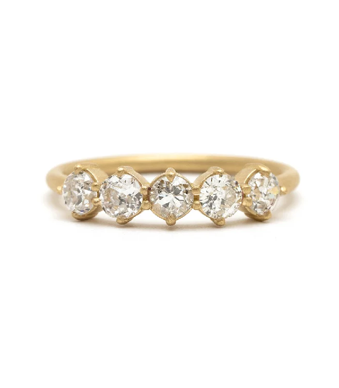 affordable engagement rings for brides with diamond accents -Claudette 5 Stone Band