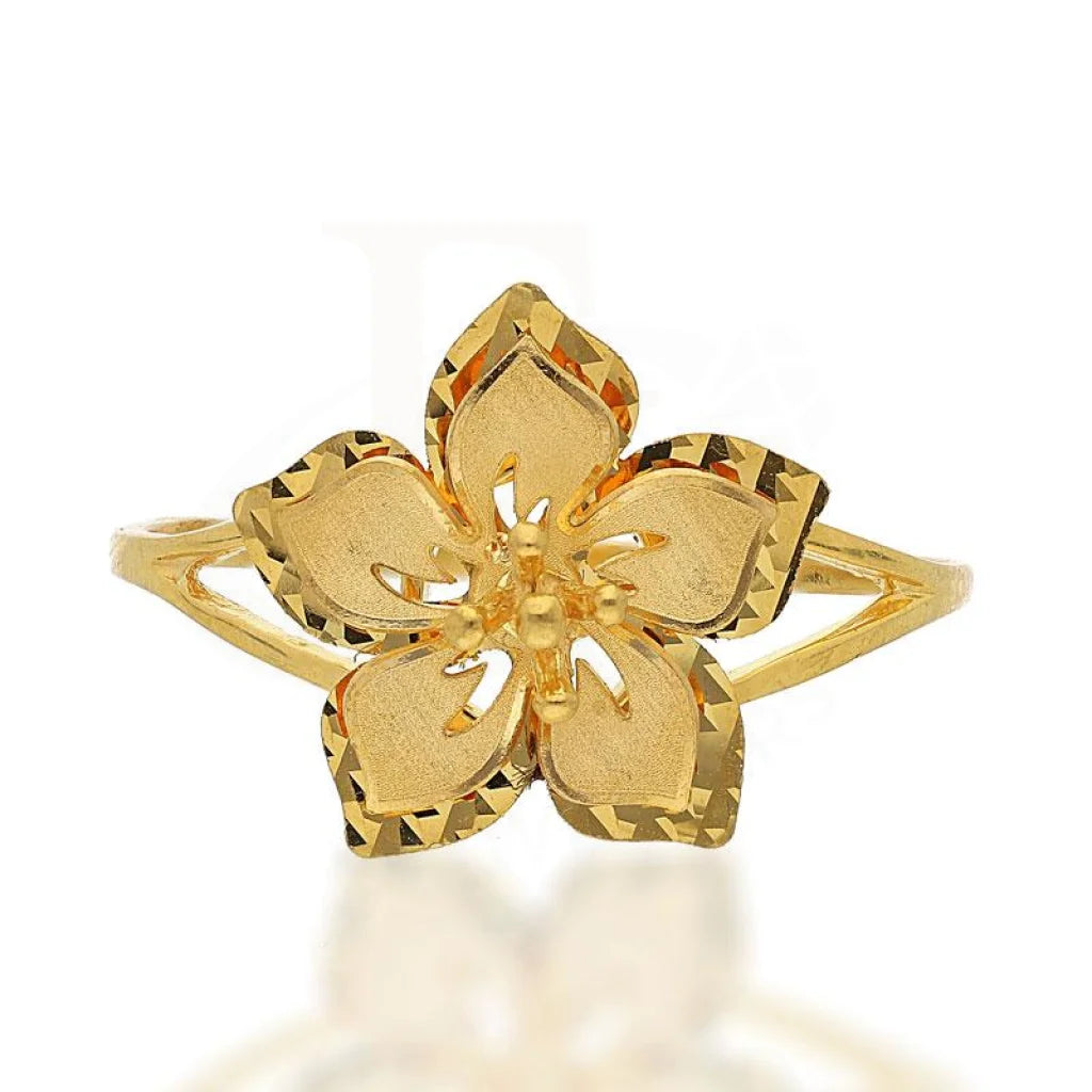 elegant wedding rings with emerald-cut diamonds -Gold Flower Ring 22KT - FKJRN22K2254