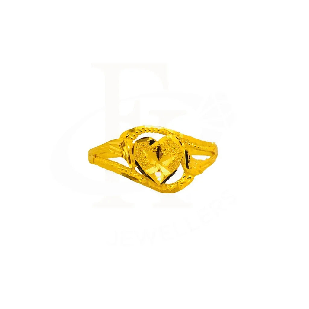 affordable wedding bands with gemstone settings -Gold Heart Ring 22KT - FKJRN2020