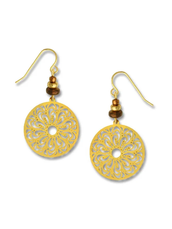 creative handmade earrings for unique styles-Gold Medallion Dangles by Adajio