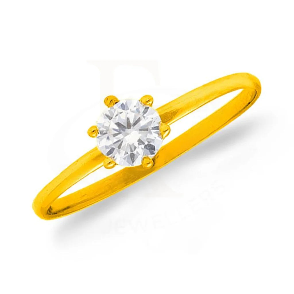 simple wedding bands with brushed metal finishes -Gold Solitaire Ring 18KT - FKJRN2065