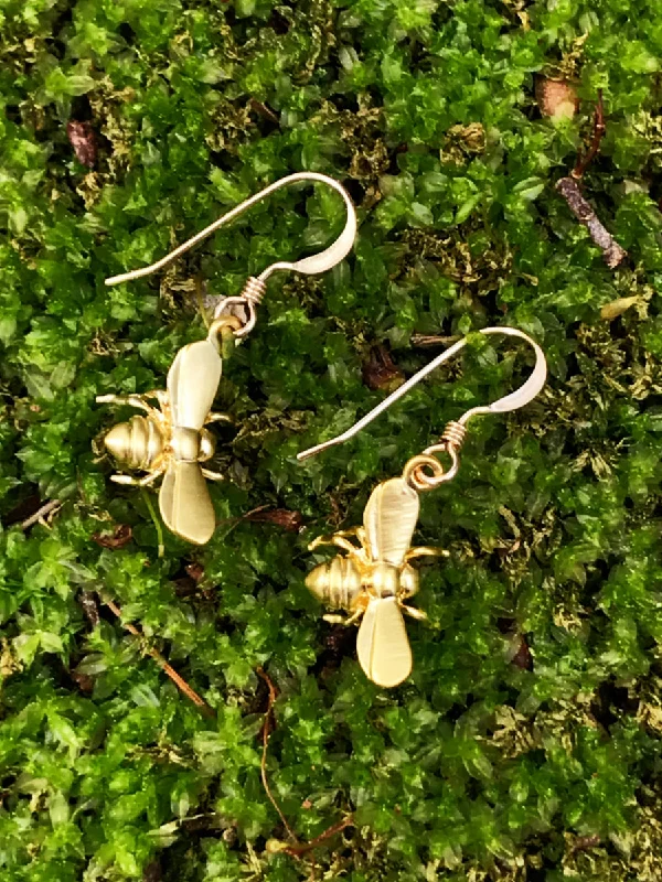 playful bird-shaped earrings for nature lovers-Golden Honey Bee Earrings