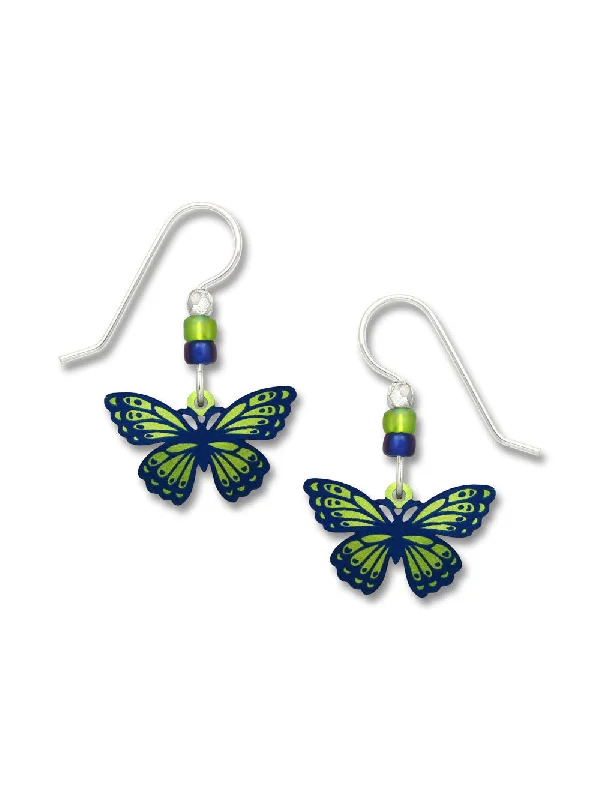 bold resin earrings for a fun, unique look-Green & Blue Butterfly Earrings by Sienna Sky