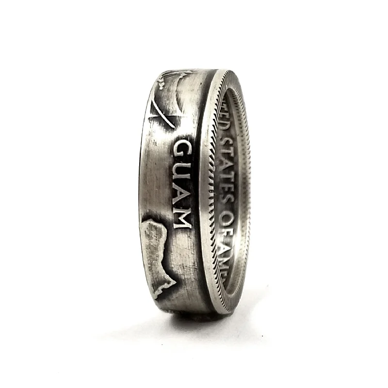 affordable engagement rings with gemstone details -90% Silver Guam Quarter Ring