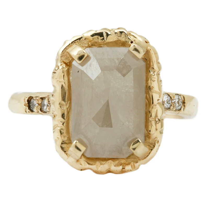 classic rings with round-cut diamonds for engagement -Guardian White Rustic Diamond Ring