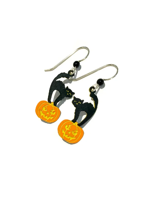 chic heart-shaped earrings for special occasions-Halloween Cat Dangles by Sienna Sky