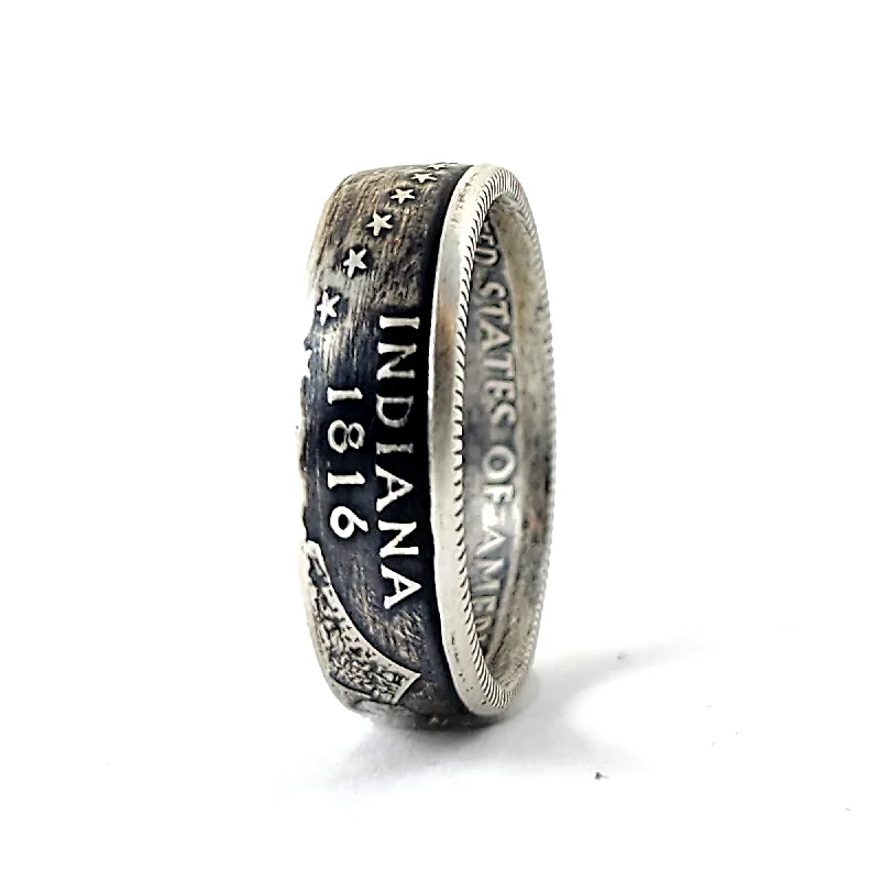 stylish wedding bands for men with polished finishes -90% Silver Indiana Quarter Ring