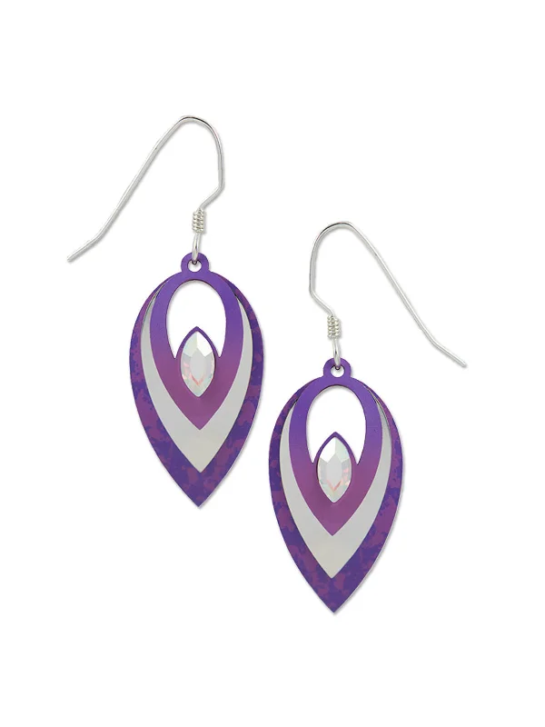 timeless silver hoop earrings for casual wear-Iridescent Purple Drops by Adajio