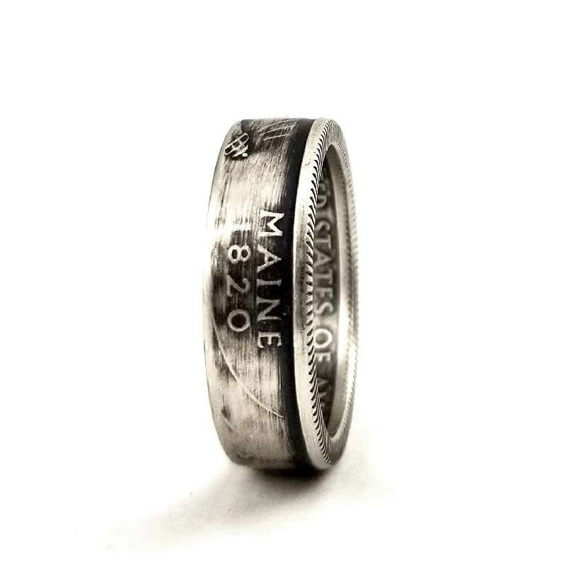 stylish men’s rings with unique stone inlays -90% Silver Maine Quarter Ring