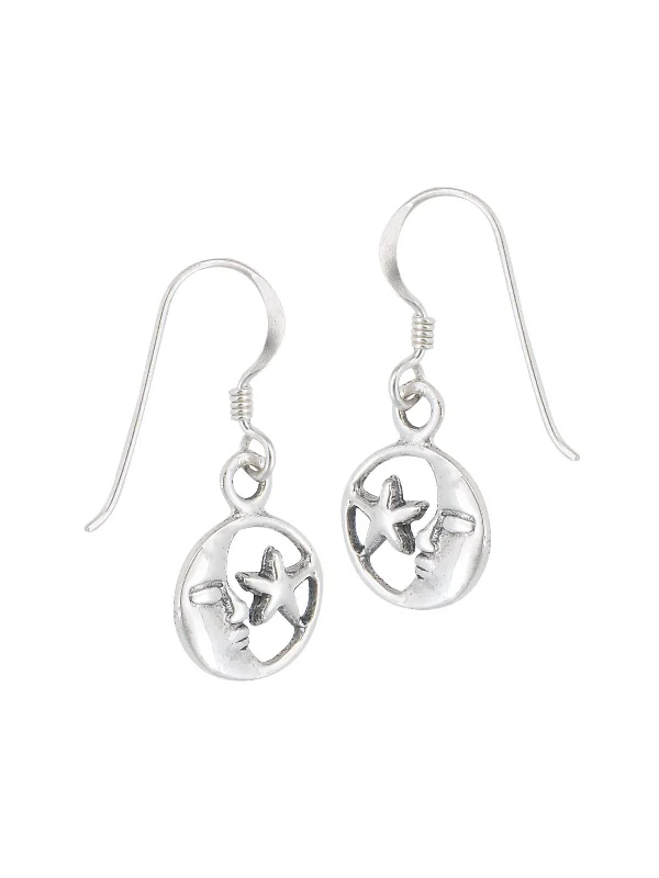 vibrant flower earrings for a cheerful vibe-Moon & Star Dangles