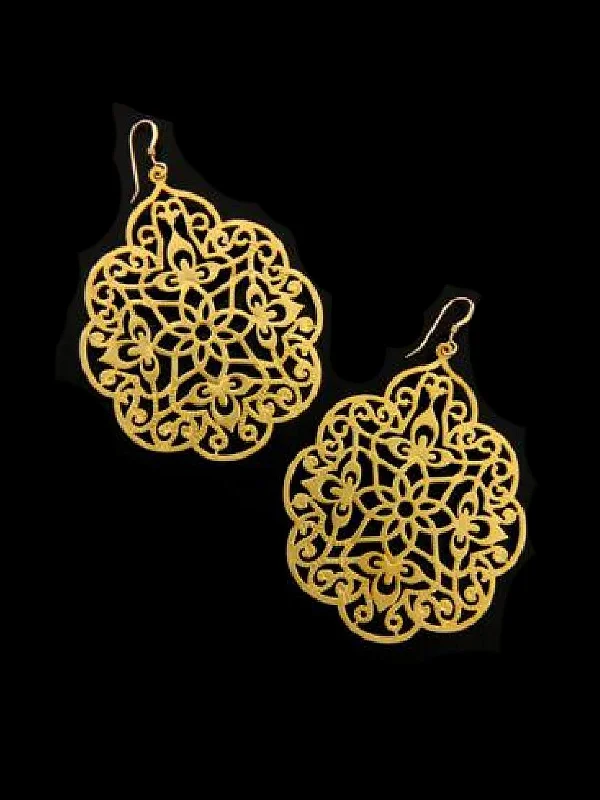 trendy hoop earrings for casual wear-Moroccan Gold Filigree Earrings