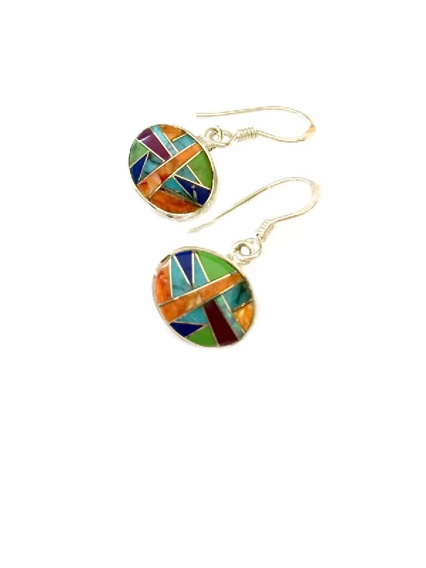 chic dangling earrings for a fashionable touch-Multistone Inlay Dangles