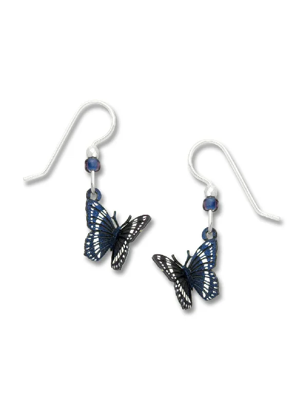 glamorous diamond chandelier earrings-Navy & White Butterfly Dangles by Sienna Sky