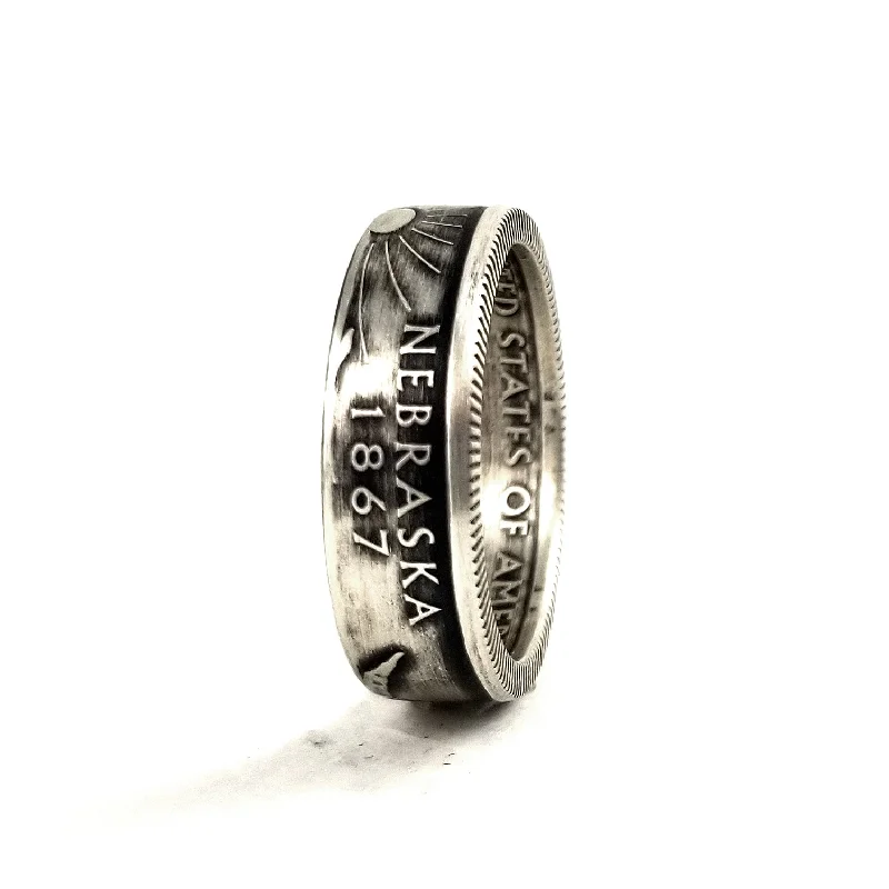 men’s rings with engraved initials -90% Silver Nebraska Quarter Ring