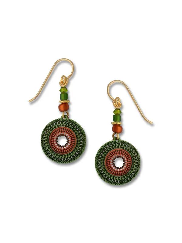 bold metallic earrings for a fashion-forward style-Olive and Copper Discs Earrings by Adajio