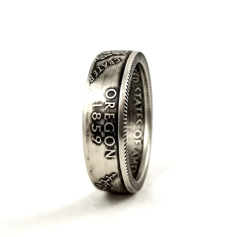 men’s wedding rings with diamond accents -90% Silver Oregon Quarter Ring