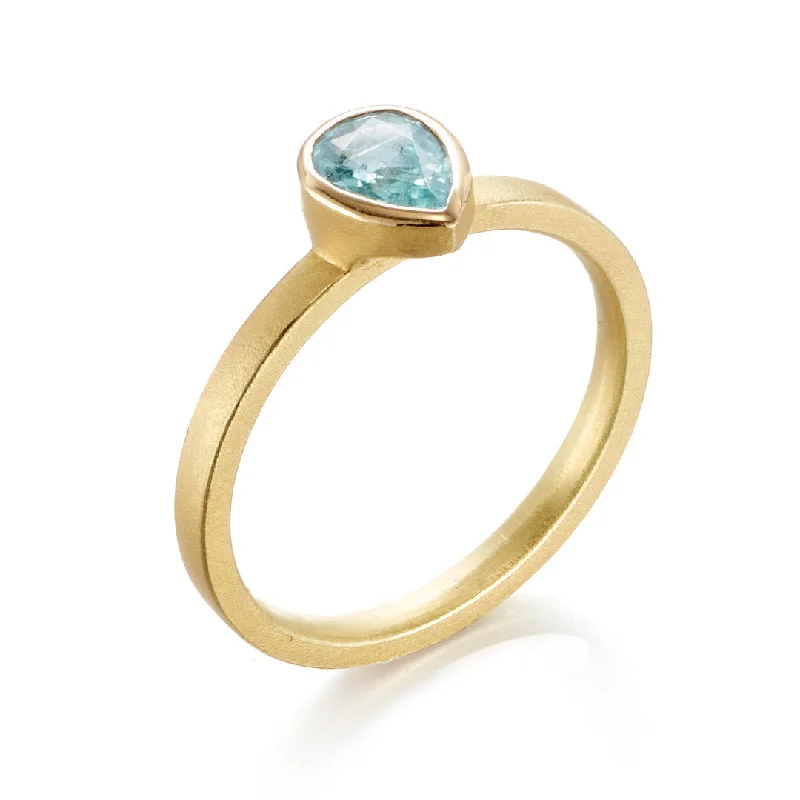 engagement rings with colorful gemstones for bold styles -Pear-Shaped Paraiba Tourmaline Ring