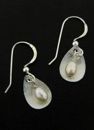 chic gemstone earrings for fashion-forward looks-Pearl Petal Drop Earrings