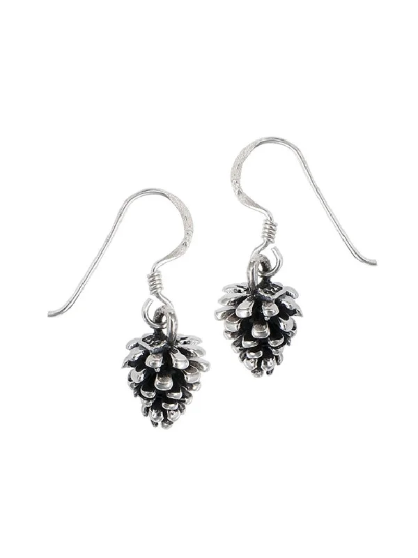 timeless silver drop earrings for women-Pine Cone Dangles