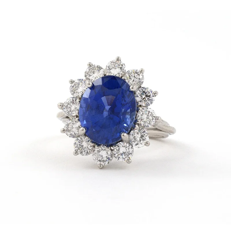 vintage wedding rings with intricate gemstone settings -Ceylon Sapphire & Diamond Cluster Ring