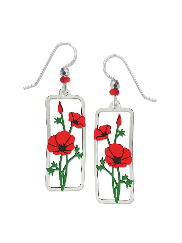 glamorous drop earrings for wedding outfits-Red Poppy Flower Earrings by Sienna Sky