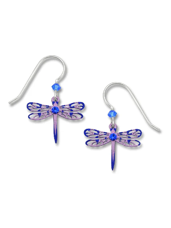 unique crystal earrings for a sparkling effect-Purple Dragonfly Earrings by Sienna Sky