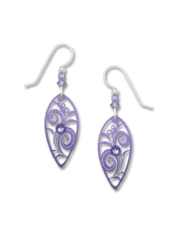 dazzling zirconia drop earrings for a sparkling touch-Purple Filigree Earrings by Adajio