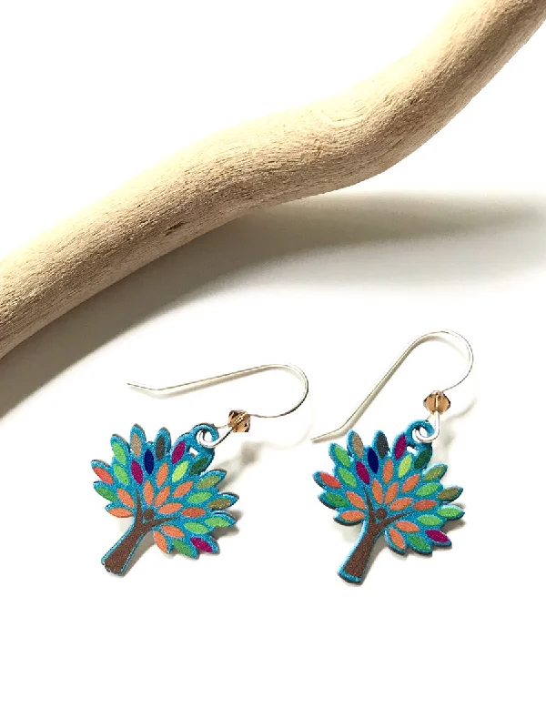 vintage-inspired teardrop earrings for special events-Rainbow Tree Earrings by Sienna Sky