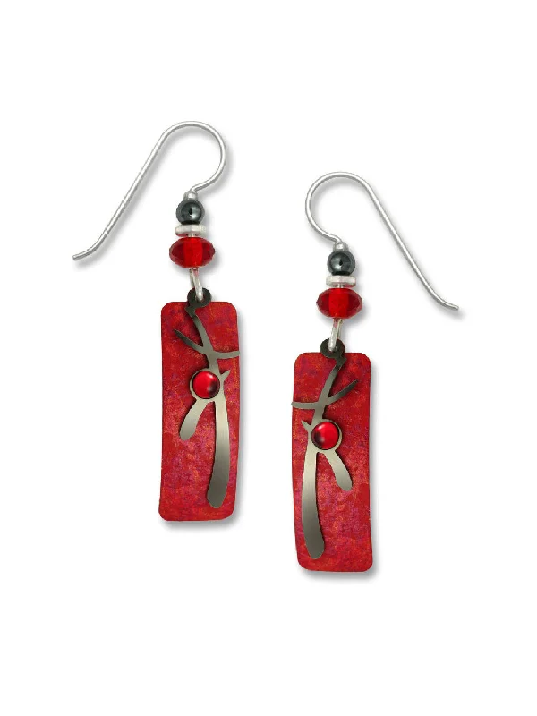 affordable cubic zirconia earrings for everyday wear-Red Column Earrings by Adajio