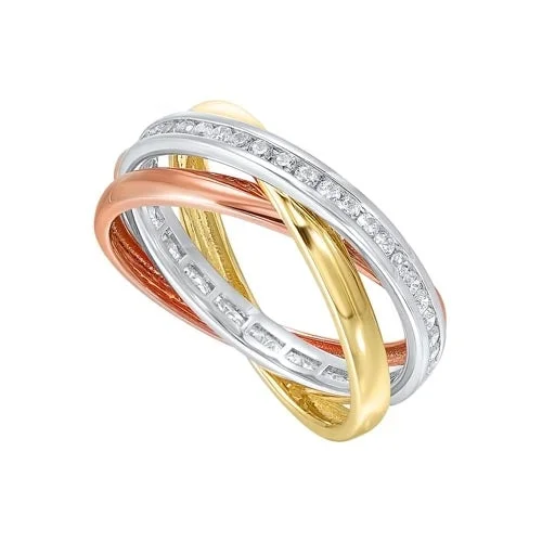 custom wedding bands with meaningful engravings -Diamond Triple Entwined Band in 14k Tri-Color Gold (1/2ctw)